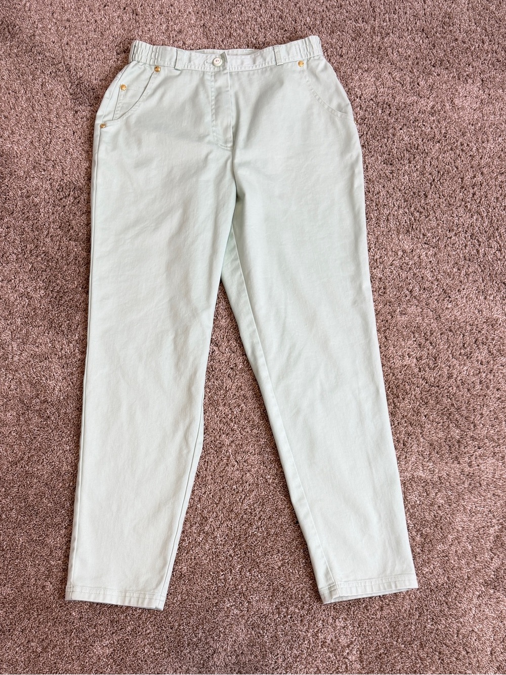 Givenchy Vintage 80s Light Green Tapered Pants Medium Retro High Rise Pastel